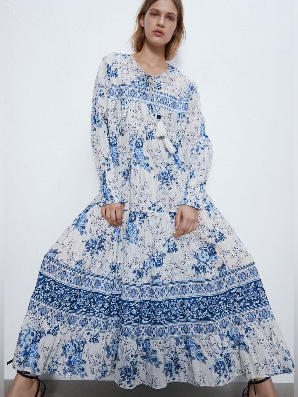 Zara Boho Floral Long Printed Maxi Dress Bloggers Favorite - Picture 3 of 13
